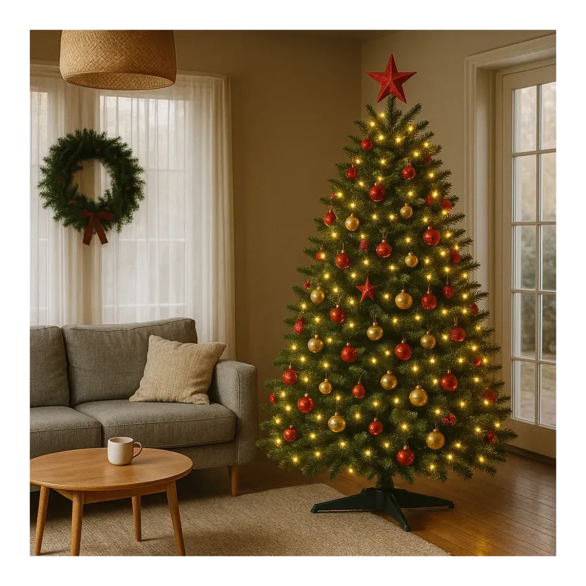 Albero di Natale Alto 150 cm Verde Effetto Realistico in PE PVC
