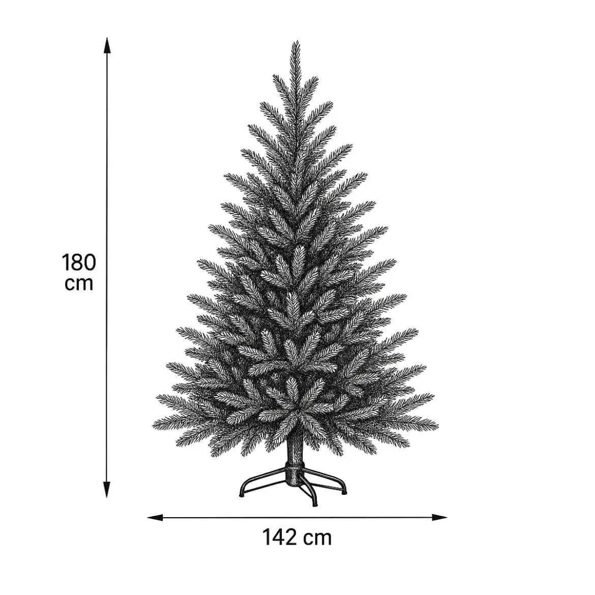 Albero di Natale Artificiale Altezza 180 cm Rami Realistici in PVC