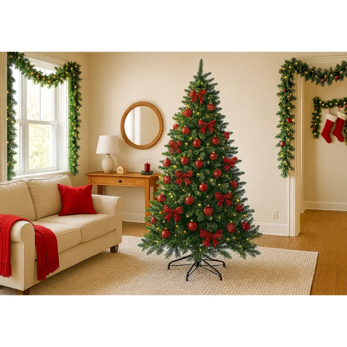 Albero di Natale 240 cm Pino con Rami Folto e Realistico in PVC Verde