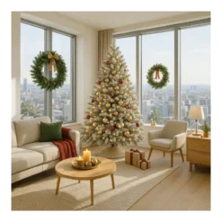 Albero di Natale con Effetto Neve Realistico 180 cm Rami Innevati in PVC