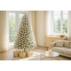 Albero di Natale con Rami Innevati in PVC Effetto Neve Realistico 210 cm
