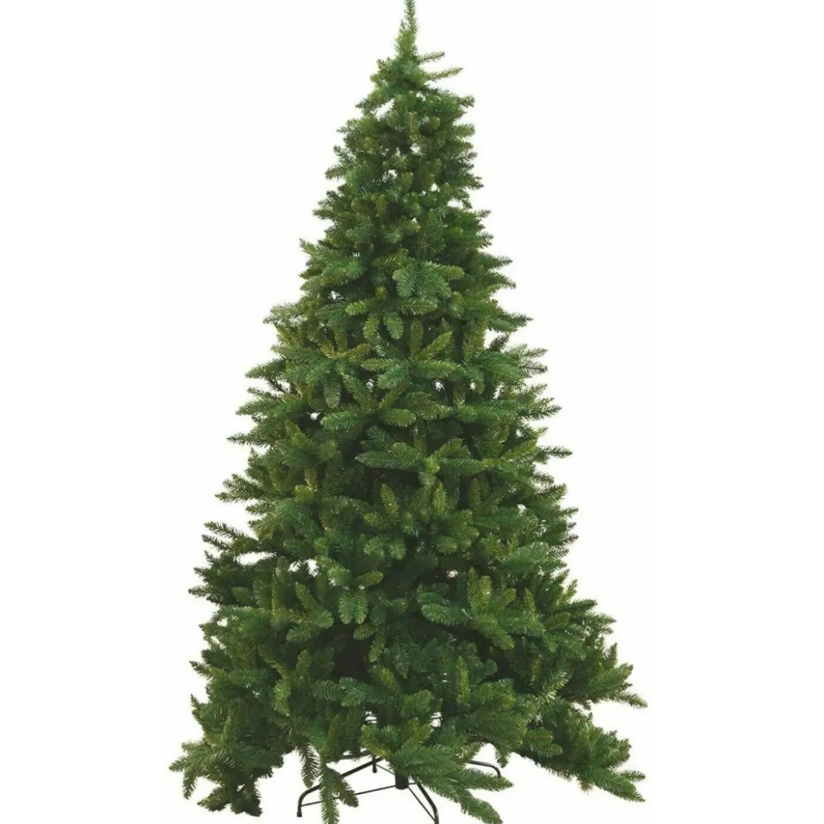 Albero di Natale Folto in PVC Verde 210 cm Realistico con Base a Croce