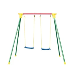 Altalena Acciaio Kiko 2 Sedute Seggiolino Tavoletta 3-10 eta Gioco Esterno Bimbi