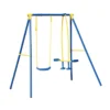 Altalena Cavallino Bambini 3 Posti Seggiolino + Cavalluccio Blu Metallo Alt 182