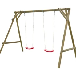 Altalena in Legno per Bambini 2 Posti Pino Impregnato da Giardino