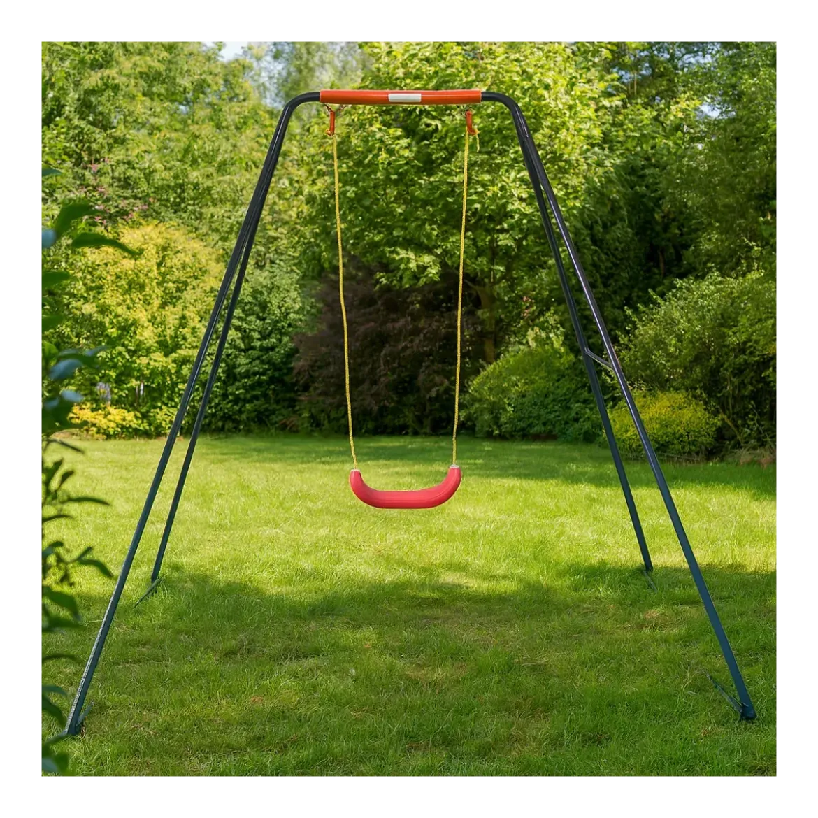 Altalena per Bambini in Acciaio Singola per Giardino 168x163x200 cm