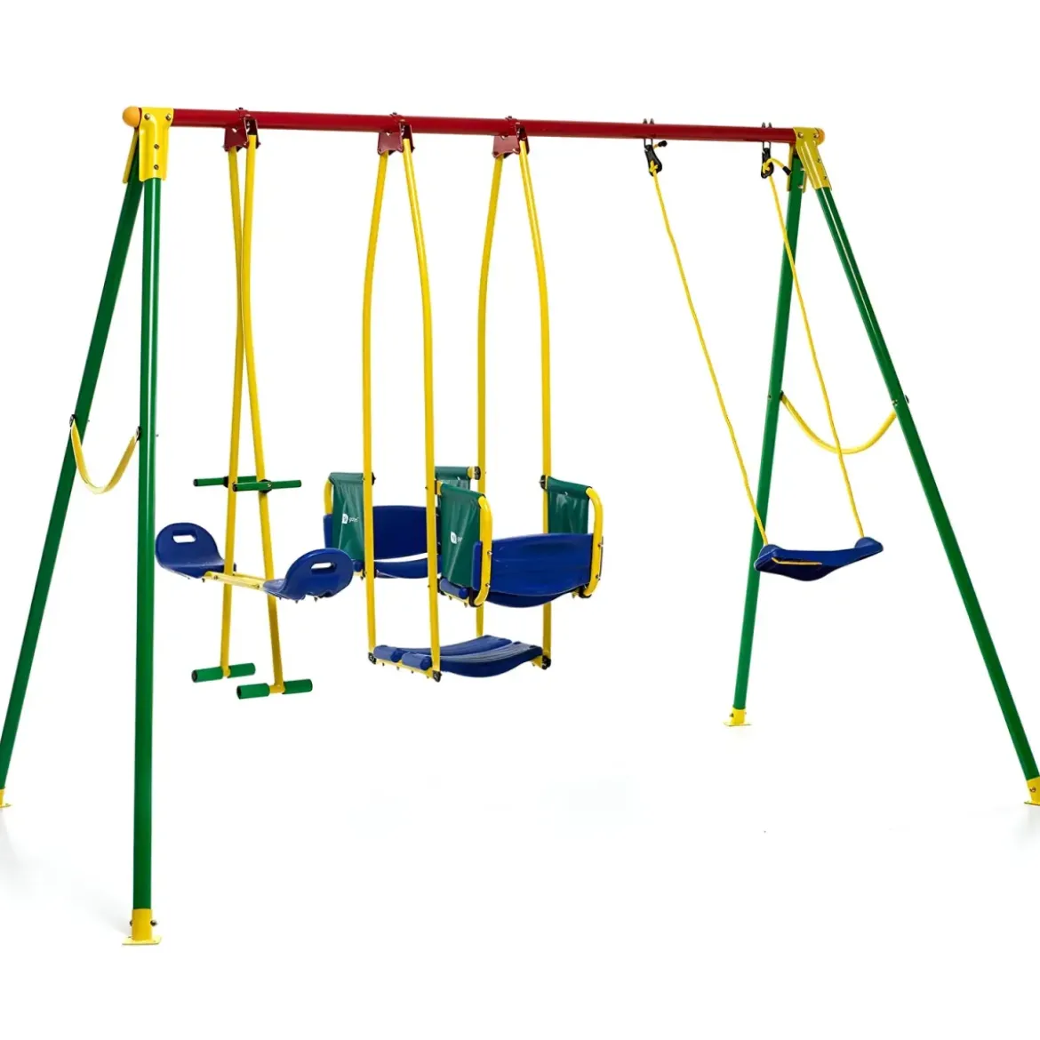 Altalena per Bambini in Acciaio 5 Posti da Giardino Corde Regolabili