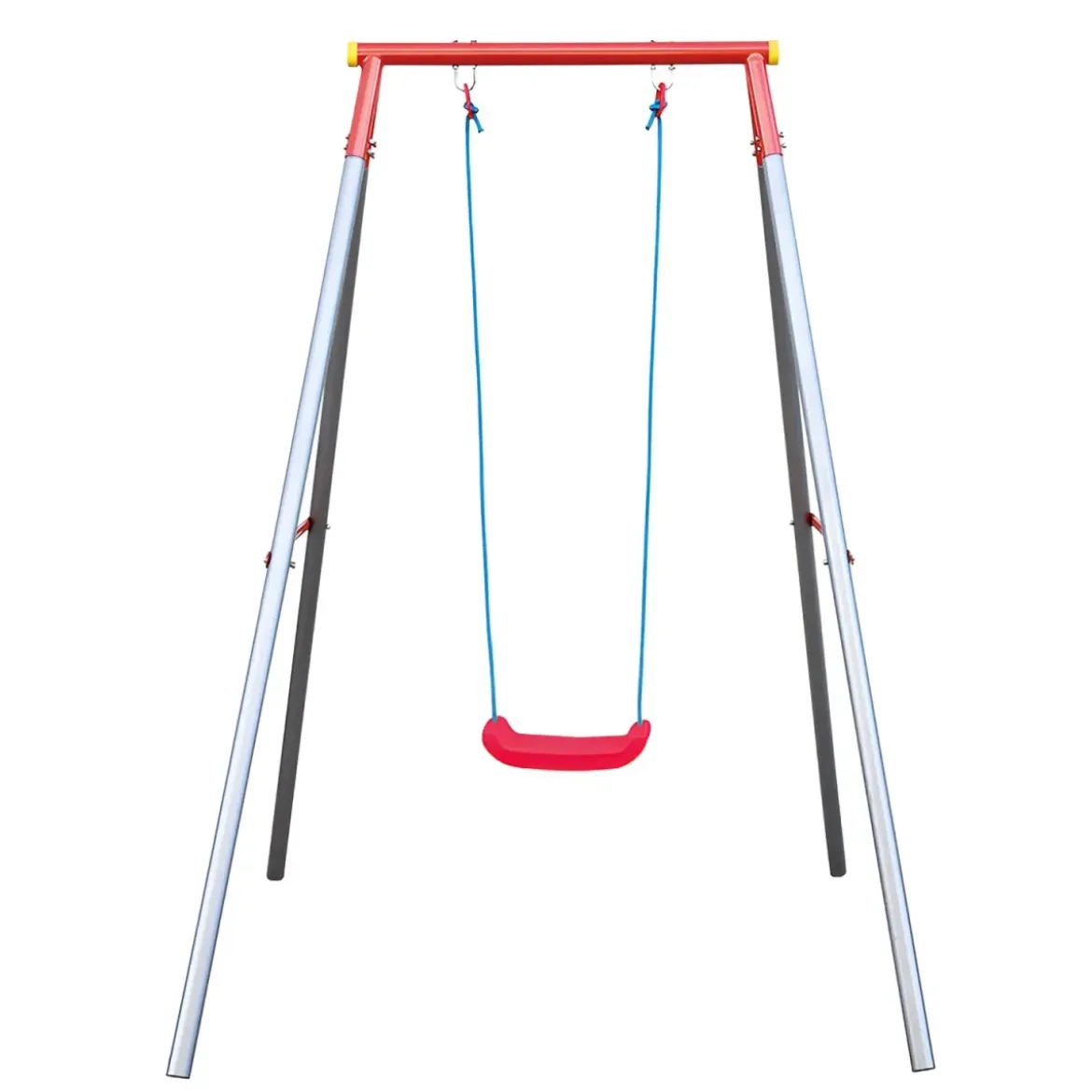 Altalena per Bambini 1 Posto da Esterno 168x163x200 cm Rosso Blu Acciaio