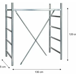 Alzata Completa 120 cm per Trabattello Ponteggio Acciaio Zincato