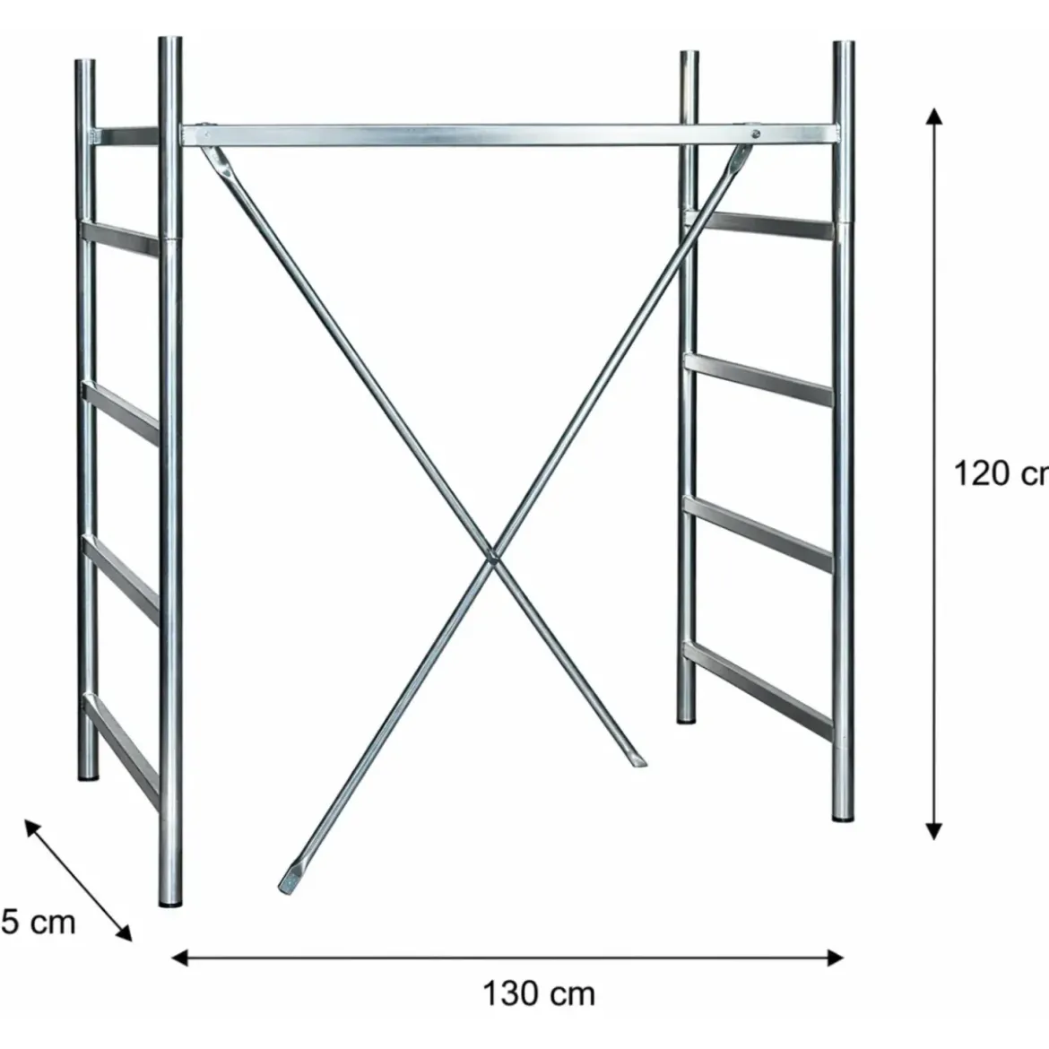 Alzata Completa 120 cm per Trabattello Ponteggio Acciaio Zincato
