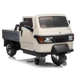 Ape Car Piaggio Elettrica per Bambini Beige con Ruote EVA e Telecomando
