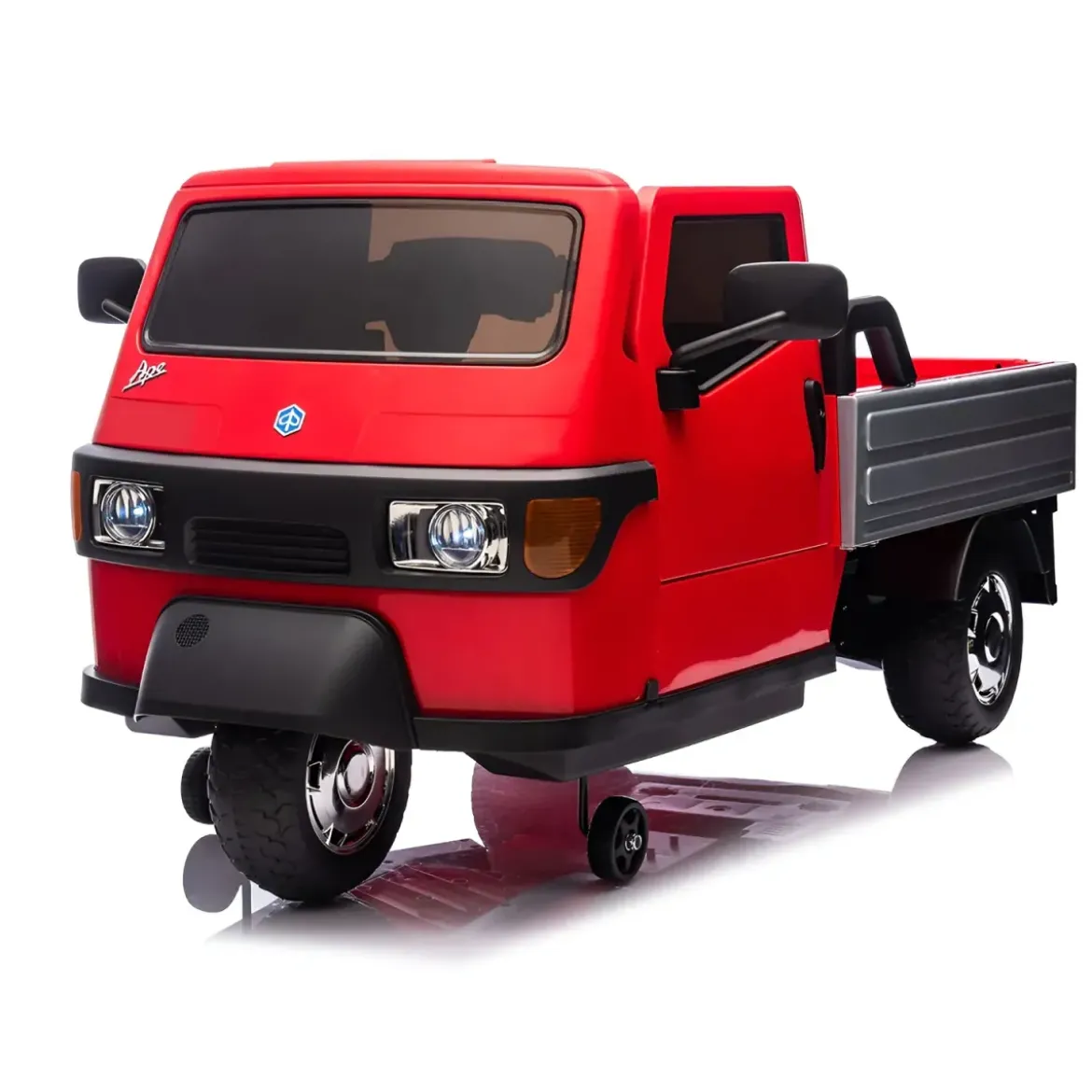 Ape Car Piaggio Elettrica per Bambini Rosso con Ruote EVA e Telecomando