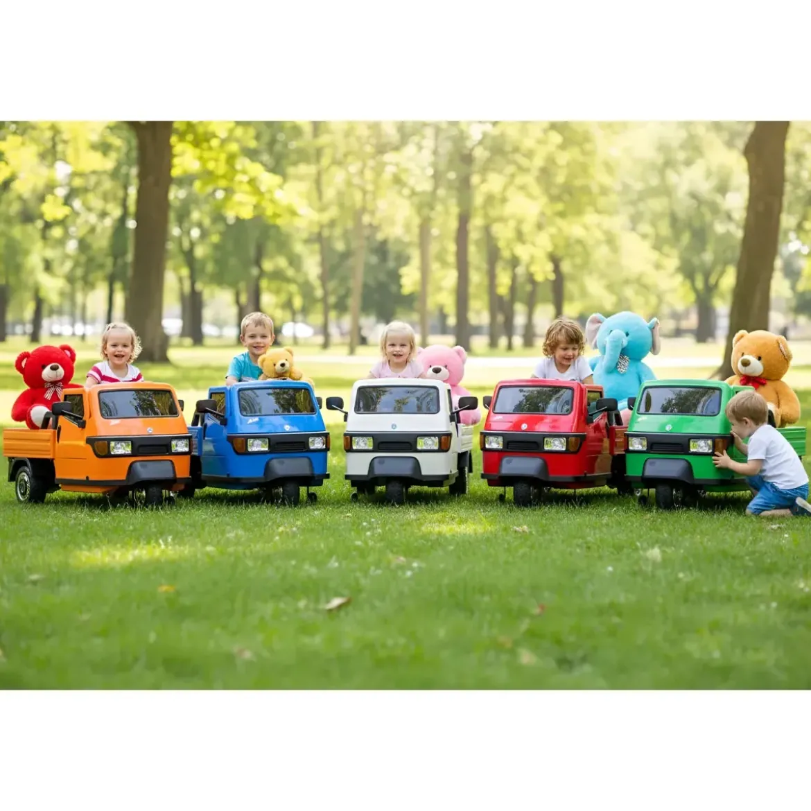 Ape Car Piaggio Elettrica per Bambini Rosso con Ruote EVA e Telecomando
