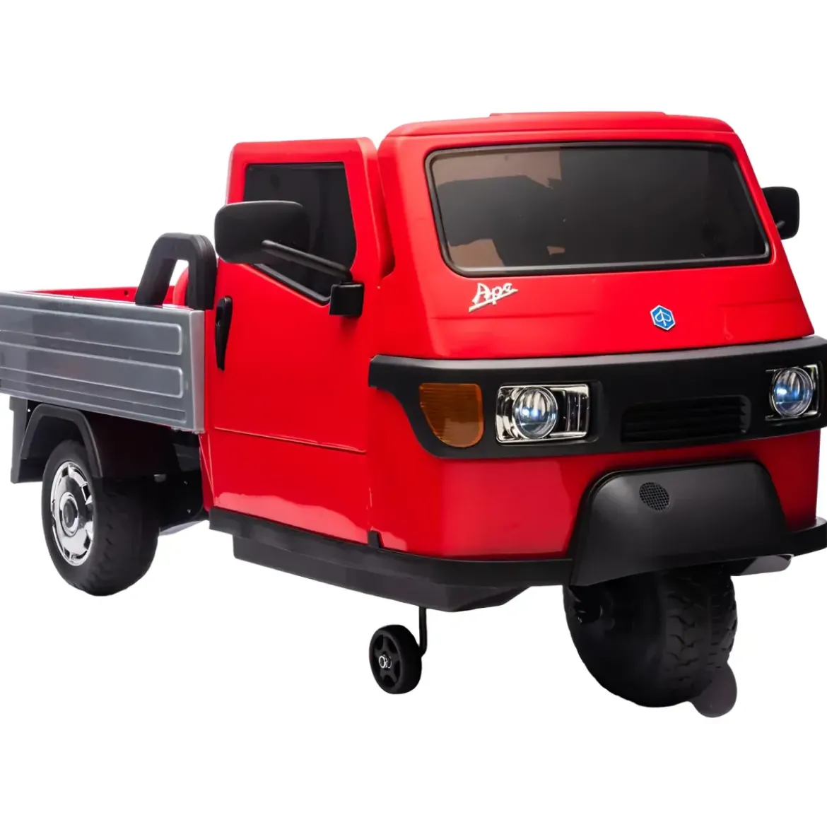 Ape Car Piaggio Elettrica per Bambini Rosso con Ruote EVA e Telecomando