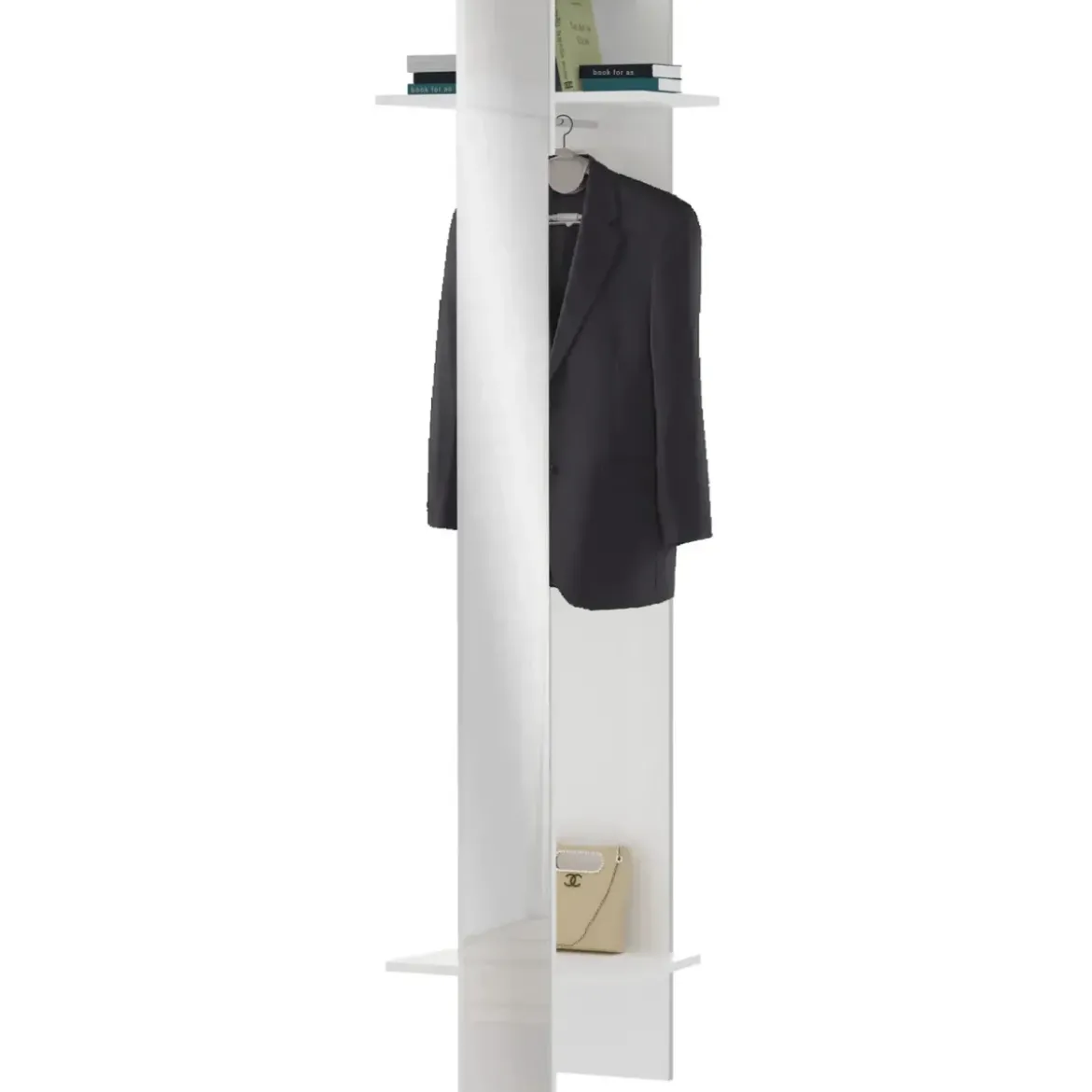 Appendiabiti da Ingresso con Specchio Bianco 2 Ripiani 50x35x191cm
