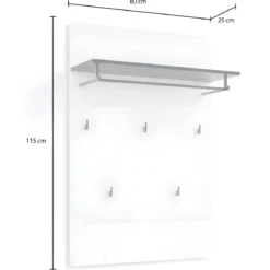 Appendiabiti da Parete Bianco 80x26x115 cm con Mensola Antracite