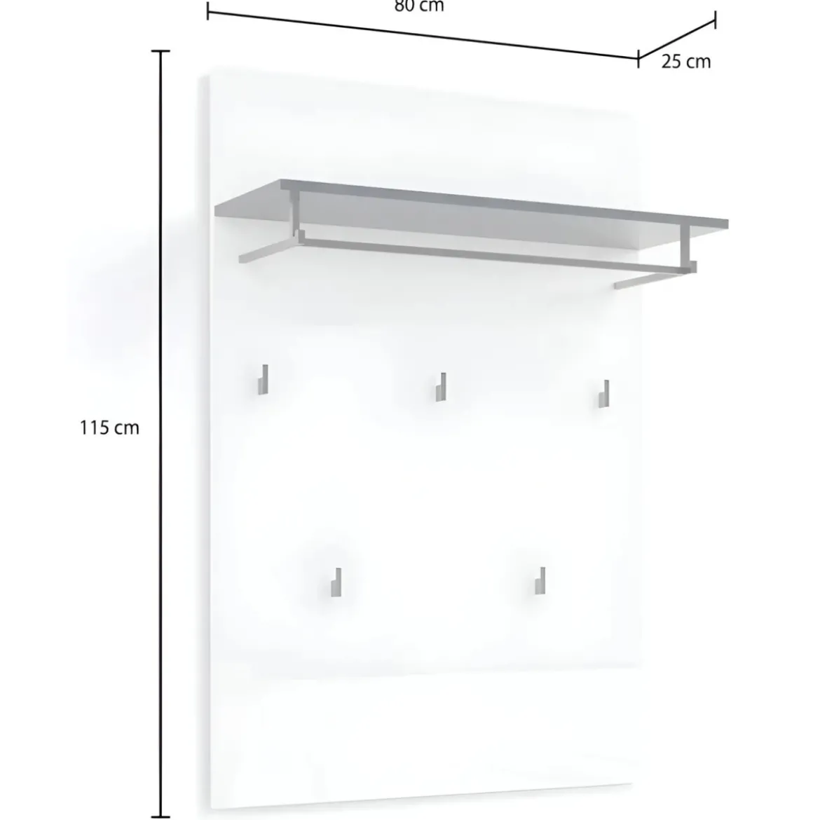 Appendiabiti da Parete Bianco 80x26x115 cm con Mensola Antracite