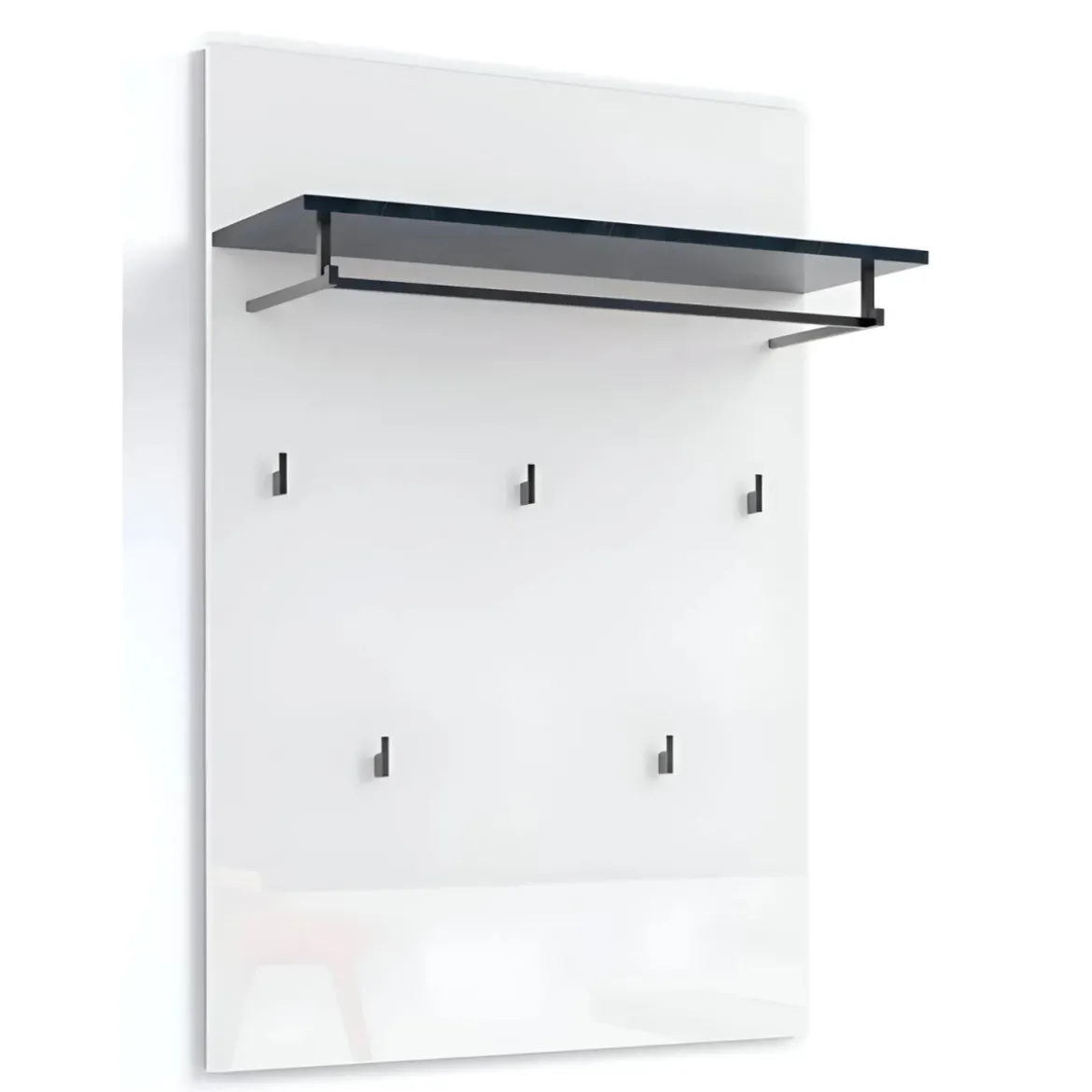 Appendiabiti da Parete Bianco 80x26x115 cm con Mensola Antracite