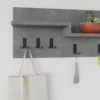 Appendiabiti da Parete con Mensole per Ingresso 5 Ganci Moderno Grigio