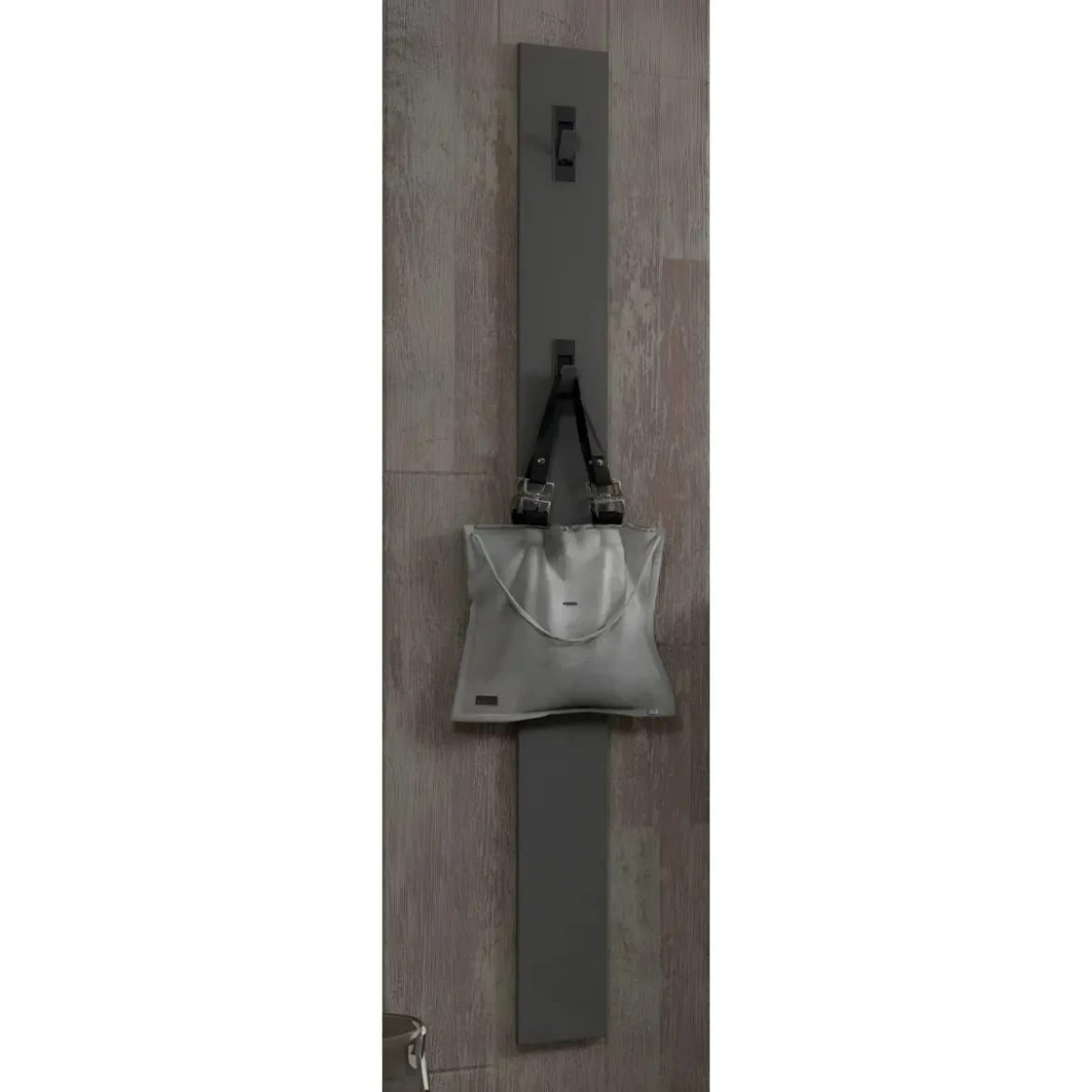 Appendiabiti da Parete Grigio 16x2x65 cm con Ganci in Ferro