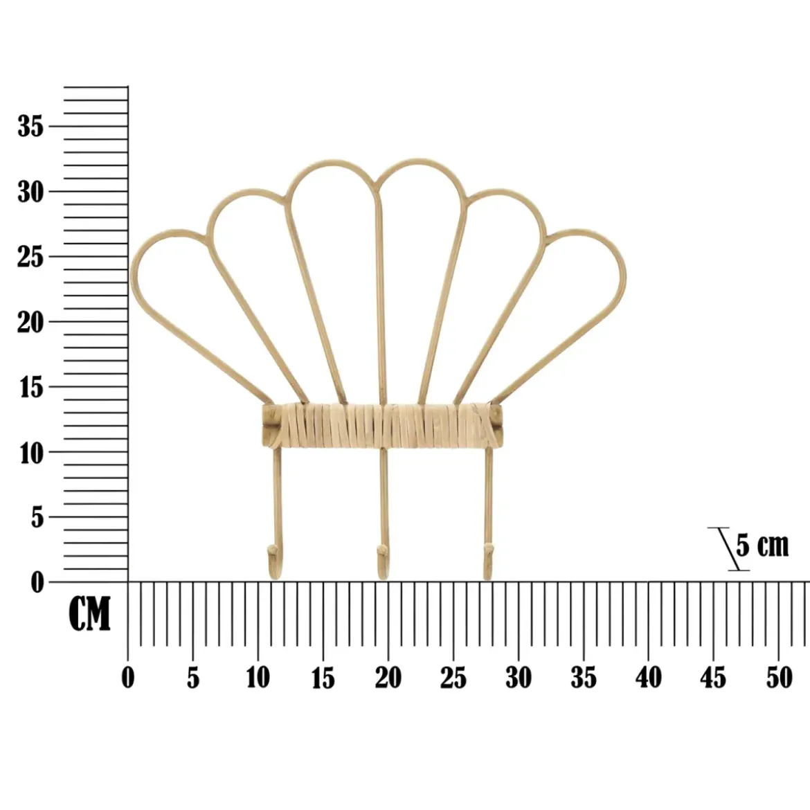 Appendiabiti da Parete in Metallo e Plastica 3 Ganci Effetto Bambu