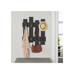 Appendiabito da Ingresso a Muro in Legno Antracite Moderno Mobile a Parete