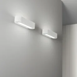 Applique ad Angolo in Gesso Bianco Verniciabile Lampada da Parete Interno