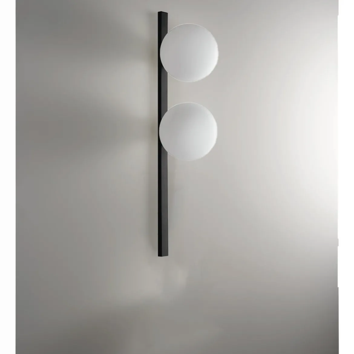 Applique a Muro in Metallo Nero 2 Punti Luce Lampada Elegante da Parete