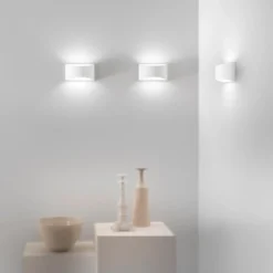 Applique a Muro Verniciabile in Gesso Bianco Lampada da Parete Interno