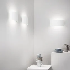 Applique a Muro Verniciabile Lampada in Gesso Luce Doppia Emissione
