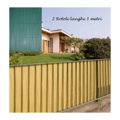 2 Arella Doppia in Bamboo PVC Recinzione 3x2 Ombreggiante Verde Plastica