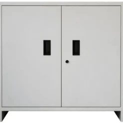 Armadietto Basso in Acciaio con 80x80cm 2 Ante Ripiano Interno