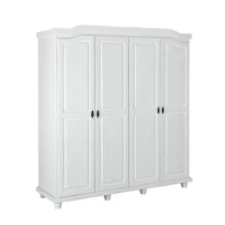 Armadio a 4 Ante Bianco Legno Appendiabiti Mobile Camera Letto Cabina Guardaroba