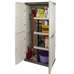 Armadio Alto Porta scope per Esterno Terrazzo Tuttopiani Mobile Ripiani Resina