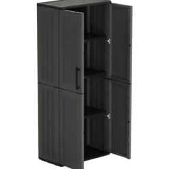 Armadio Alto 68x37x163 cm da Esterno e Interno 3 Ripiani Regolabili