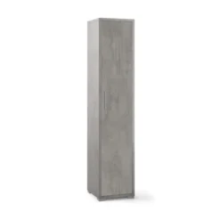 Armadio 1 Anta 200 Grigio Beton da Ufficio Mobile con Ripiani a Colonna da Bagno