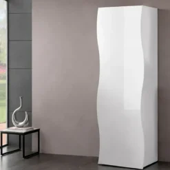 Armadio 1 Anta 190 Mobile con Mensole Design Originale Bianco per Ingresso
