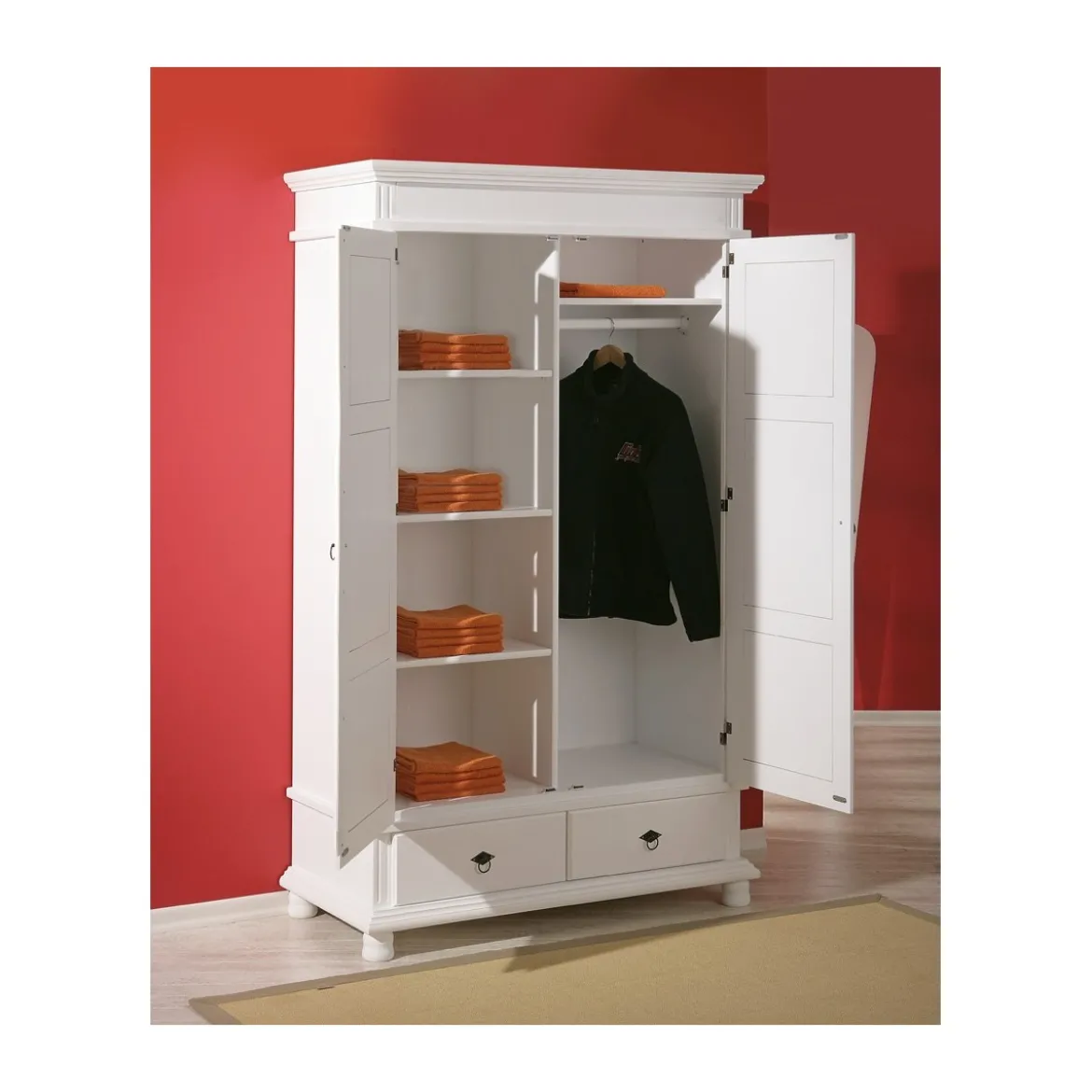 Armadio 2 Ante 2 Cassetti h 200 Bianco Ripiani Cassetti Mobile Cabina Guardaroba