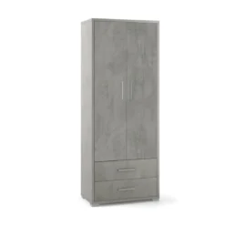 Armadio 2 Ante con Cassetti Grigio Multiuso Ripiani Ufficio Mobile Camera Bimbi