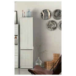 Armadio 180 2 Ante con Cassetto Mobile Alto Ripiani Scarpiera Colonna da Bagno