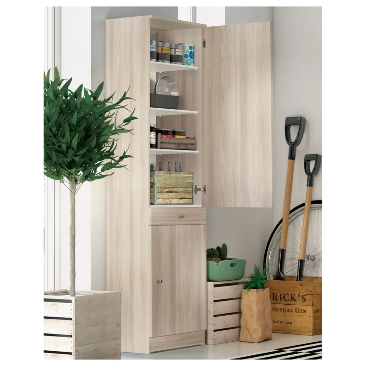 Armadio 180 2 Ante con Cassetto Mobile Alto Ripiani Scarpiera Colonna da Bagno