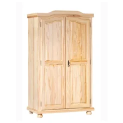 Armadio 2 Ante in Legno Massello Appendiabiti Camera da Letto Cabina Guardaroba