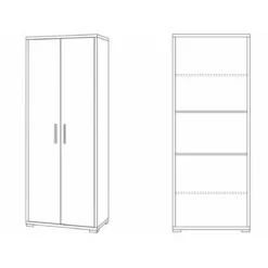 Armadio 2 Ante Noce Bianco Multiuso Legno Mobile Ripiani Scaffali Camera