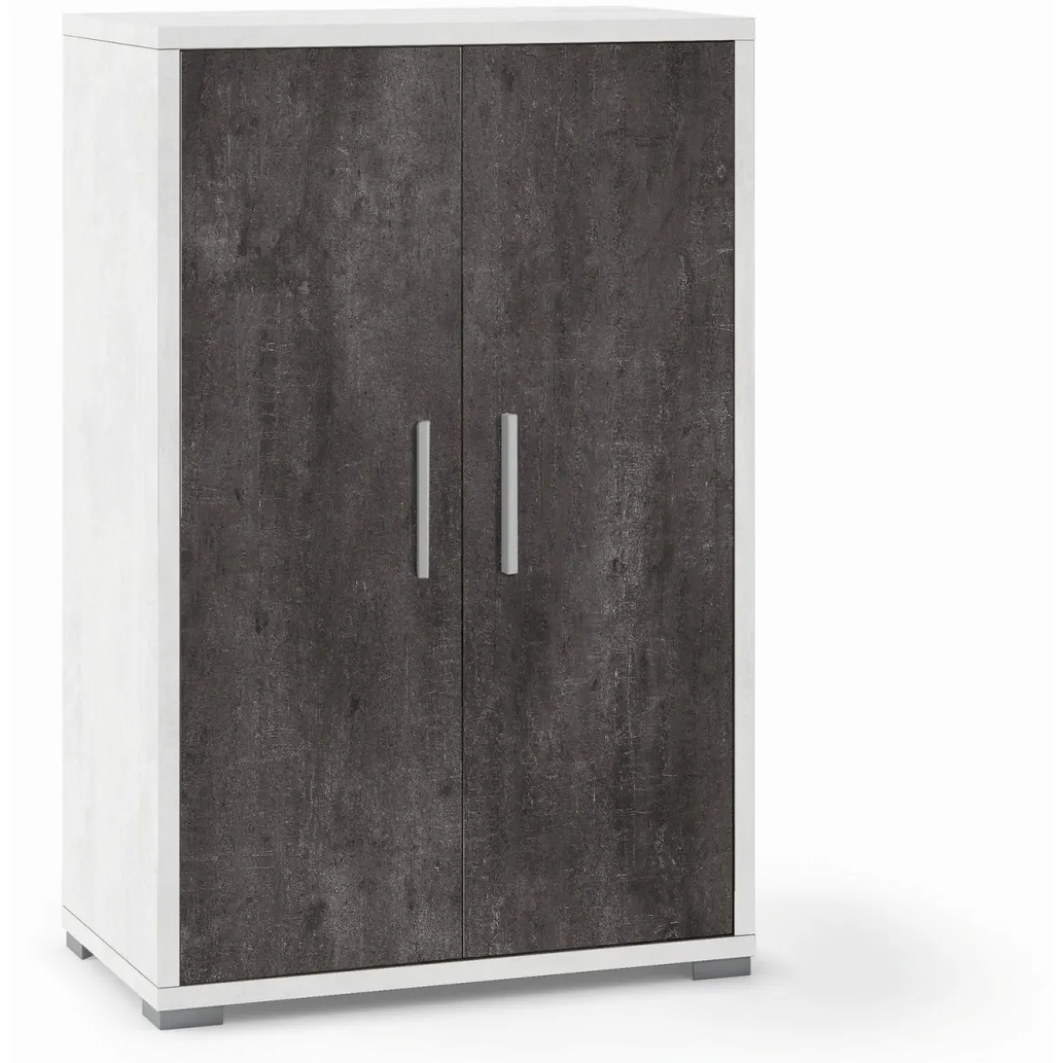 Armadio 2 Ante Ossido Bianco Nero Credenza Multiuso con Ripiani Mobile