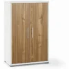 Armadio 2 Ante Ossido Bianco Noce Credenza Multiuso con Ripiani Mobile