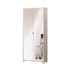 Armadio 2 Ante Slim Mobile con Specchio 190 Alto Olmo Ripiani Ingresso Scarpiera