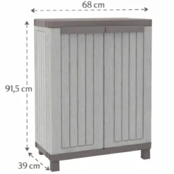 Armadio Basso da Esterno Mobile Balcone Giardino in Resina con Ripiani Due Ante