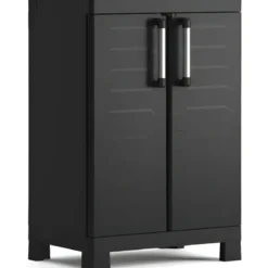 Armadio Basso Garage Keter 2 Ripiani Compatto Nero Balcone Resistente da Esterno