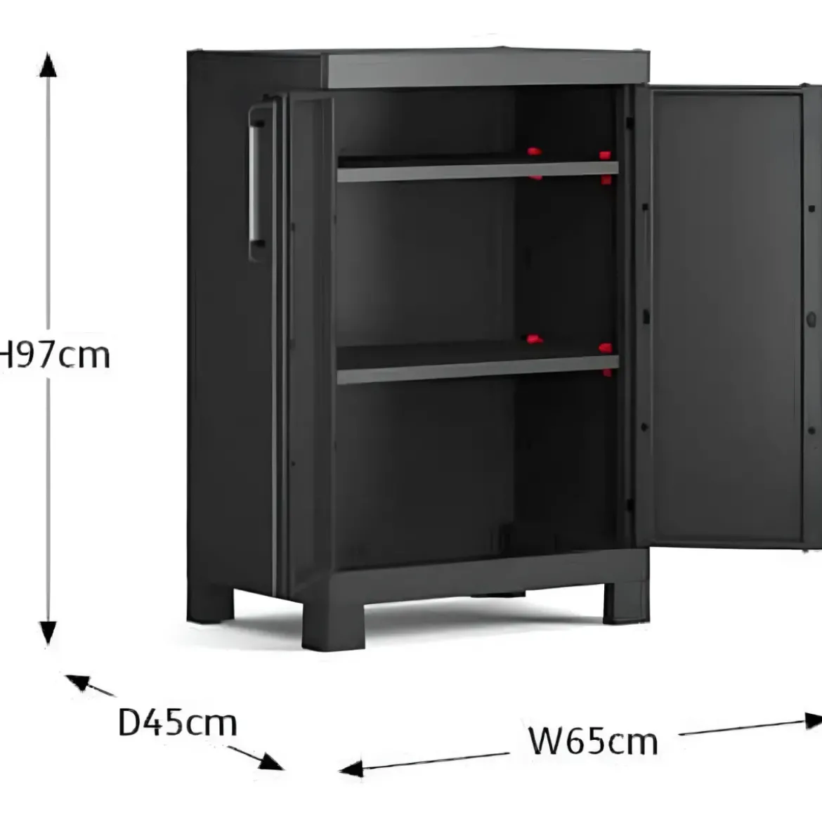 Armadio Basso Garage Keter 2 Ripiani Compatto Nero Balcone Resistente da Esterno