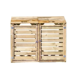 Armadio Basso in Legno 2 Ante Mobile per Secchi Raccolta Differenziata Giardino